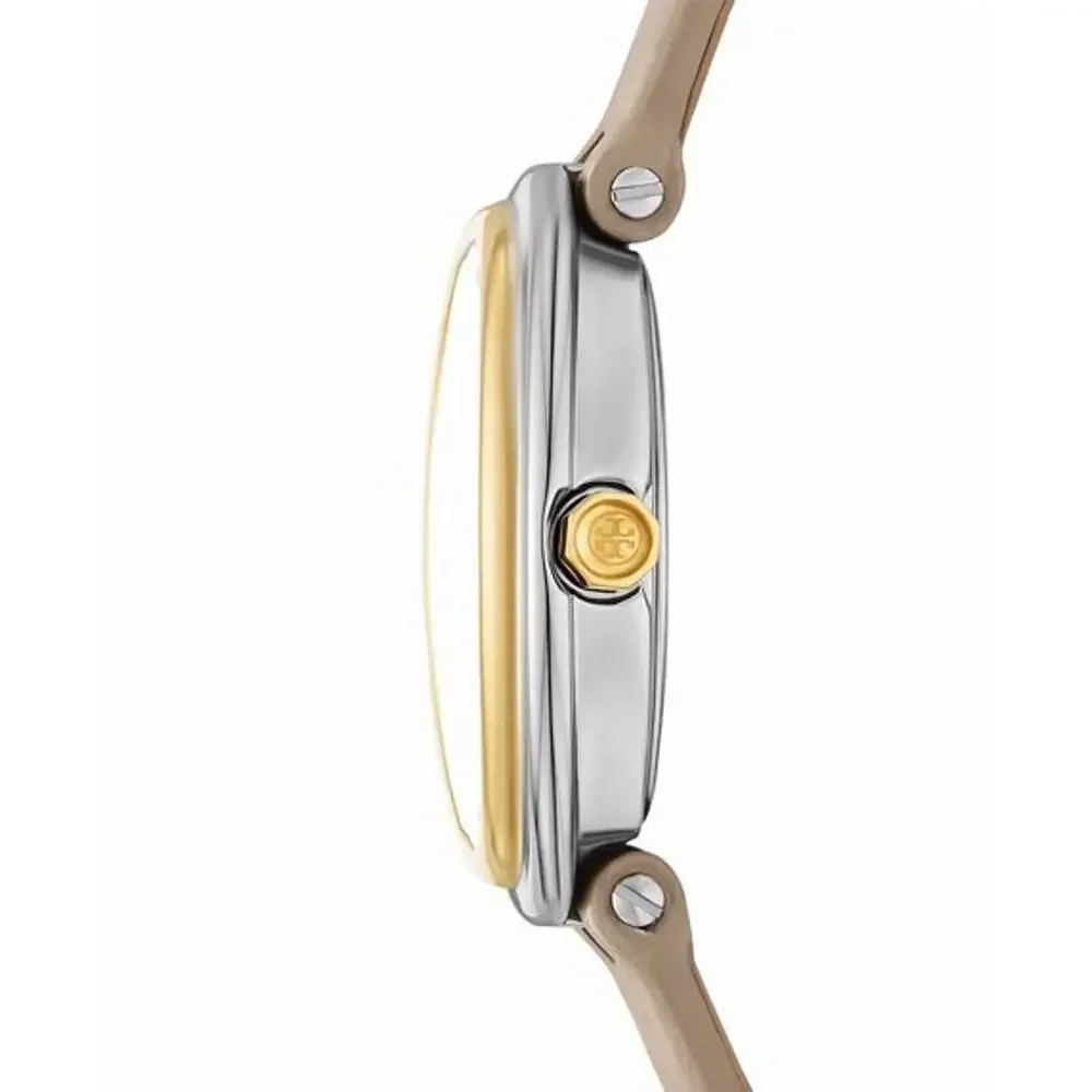 Tory Burch Women's Cream Dial Gray Leather Strap Quartz Watch TBW6031 22mm